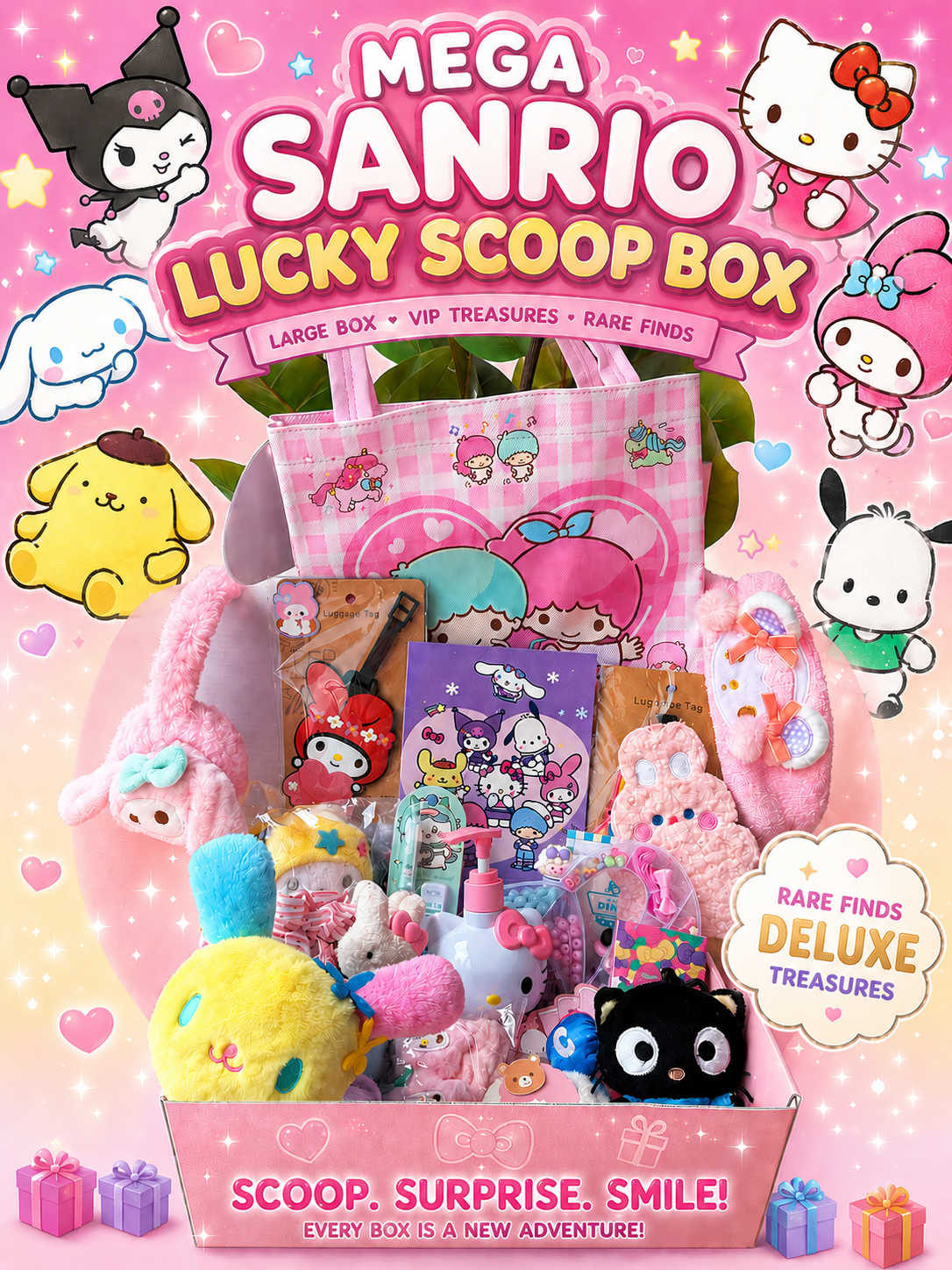 Mega Sanrio Lucky Scoops Box  ✧  LARGE - All Sanrio Characters + Rare Finds