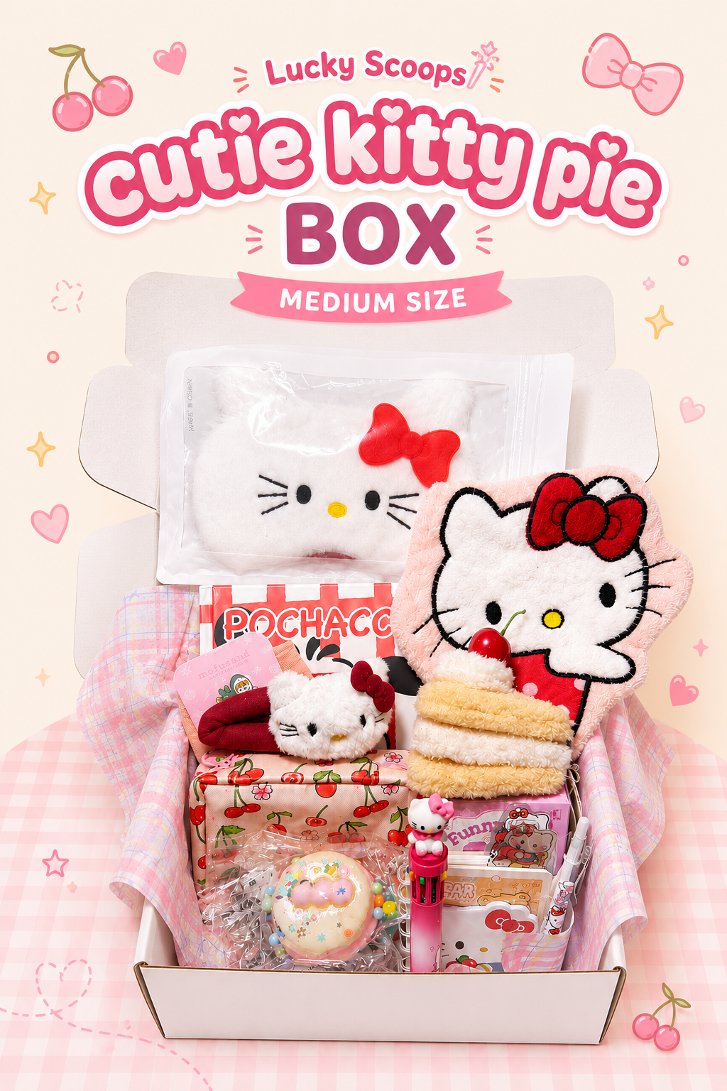 Cutie Kitty Pie Box 🍒✧ MEDIUM ✧ Hello Kitty Beauty & Stationary Gift