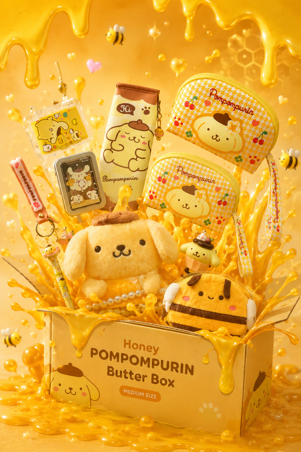 Honey PomPom Butter Box + SURPRISE GIFT✧ Medium  🍯 PomPompurin Collection💛